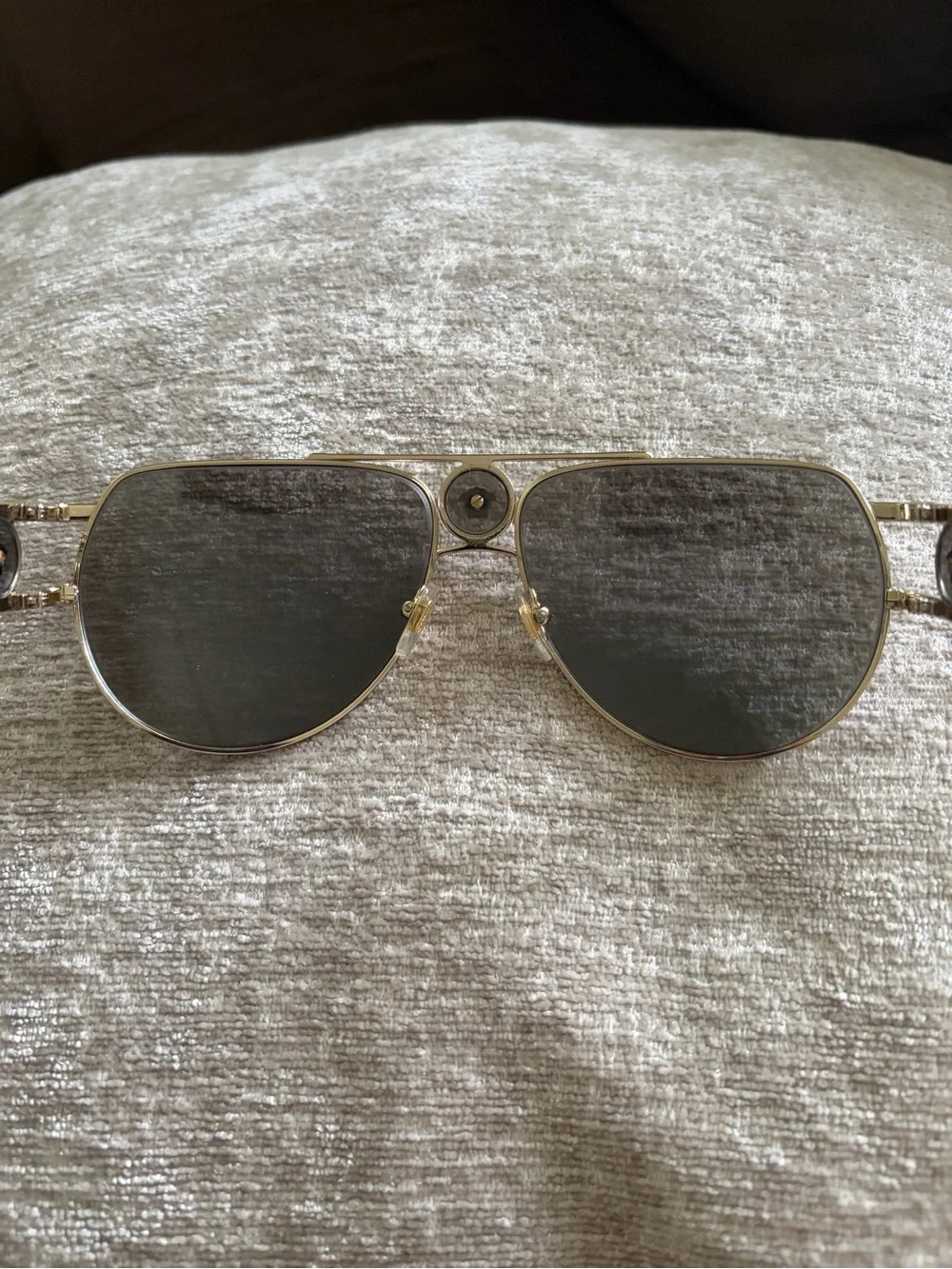 Versace Unisex Gold Frame Aviator Sunglasses with Grey Lenses
